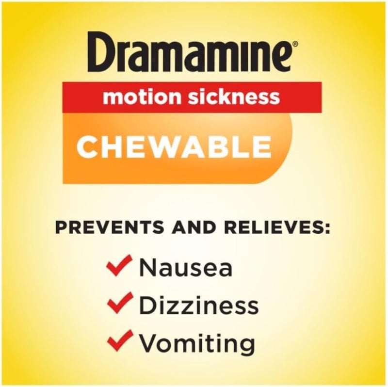 Dramamine Chewable Motion Sickness Relief Tablets - Orange Flavor, 8 Count, 3 Pack - Image 3
